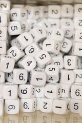 White cubes with black numbers
