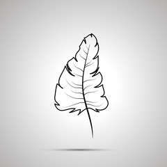 Cute feather outline simple black icon