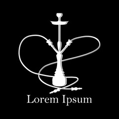 Hookah logo on black background, vector illustration