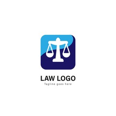 Law logo template design. Law logo with modern frame vector design