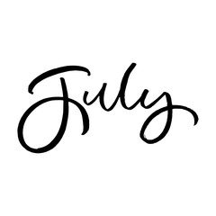 Hand drawn lettering card. The inscription: july. Perfect design for greeting cards, posters, T-shirts, banners, print invitations.