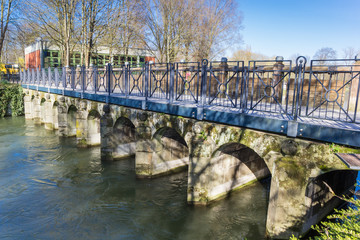 Old stone bridge in historic city Lippstadt, Germany
