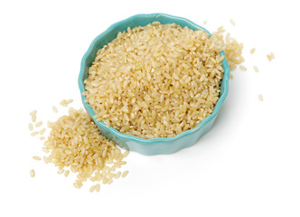 brown rice on white background