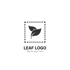 Leaf logo template design. Leaf logo with modern frame vector design