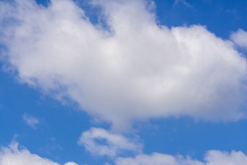 White clouds in the blue sky in spring