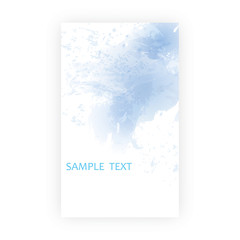 Vector watercolor splash texture background isolated. Hand-drawn blob, spot. Watercolor effects. Blue winter seasonal colors abstract background.