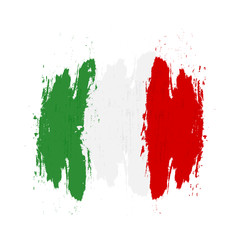 Watercolor painting flag of italy .Grunge Italy Flag, brush stroke background grunge texture.Vector.