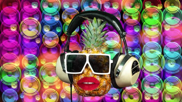 pineapple fuit tropical healthy cool disco head lips