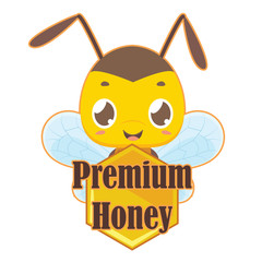 Premium honey badge with cute bee