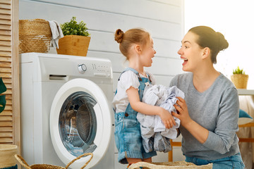 family doing laundry
