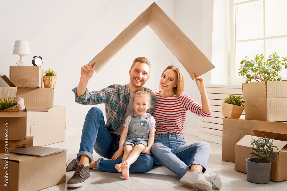 Sticker family in new house