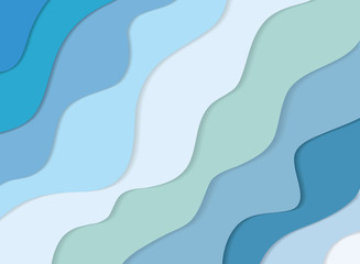 Obraz na płótnie Canvas Summer 3d sea waves banner. Paper cut out layers background. Vector
