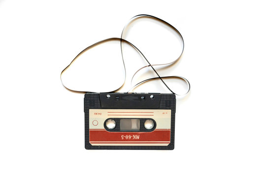 retro or vintage audio cassette tape isolated