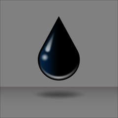 Fototapeta premium Black drop A drop of oil. A drop of dirty water. Flat realism. Ecology of the earth. Vector illustration.