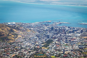 Cape Town downtown view from the top of Table Mountain