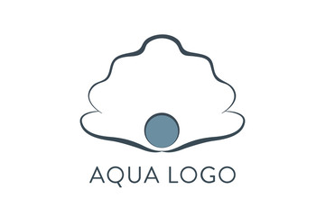 Aqua logo. Shell Logo abstract design vector template. Travel Seafood restaurant Jewelry Luxury Fashion Logotype concept icon.