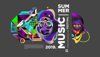 Summer Colorful Art and Music Festival Banner and Cover Template for Event, Magazine, and Web Banner.