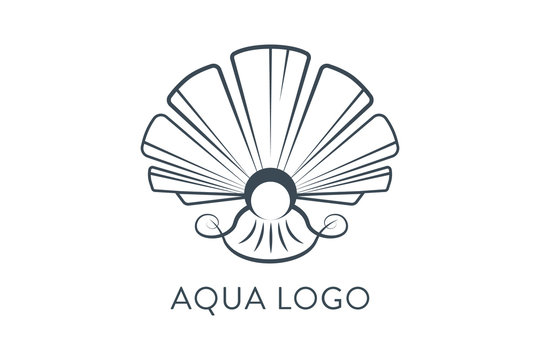 Aqua logo. Shell Logo abstract design vector template. Travel Seafood restaurant Jewelry Luxury Fashion Logotype concept icon.