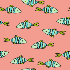 Fish seamless pattern. Child illustration. Print for fabric and other surfaces.