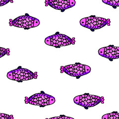 Fish seamless pattern. Child illustration. Print for fabric and other surfaces.