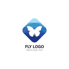 Butterfly logo template design. Butterfly logo with modern frame vector design