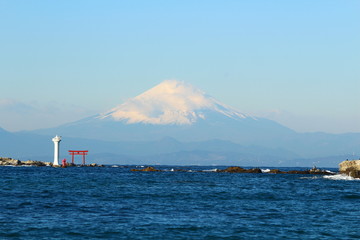 森戸神社から見る富士山