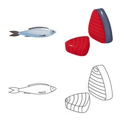 Isolated object of fresh  and restaurant icon. Set of fresh  and marine   vector icon for stock.