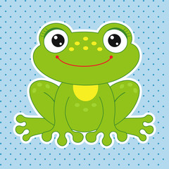 Funny little frog.     Educational game for children. Cartoon vector illustration