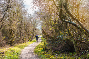 Fototapeta premium vtt dans les chemins au printemps