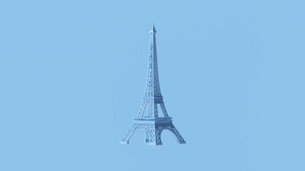 Pale Blue Eiffel tower 3d illustration 3d render