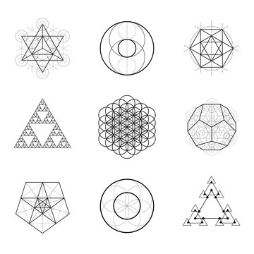 Sacred geometry vector design elements. Alchemy, religion, philosophy, spirituality, hipster symbols.