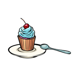 cupcake with a dessert spoon