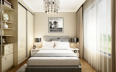 Fototapeta na wymiar 3d render of bedroom