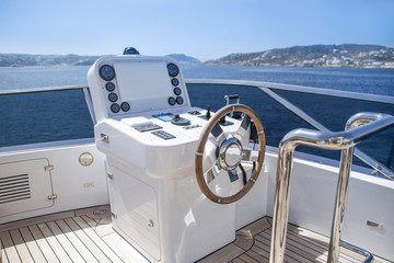 helm of the yacht