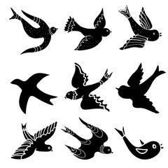 Obraz na płótnie Canvas Birds cartoon set