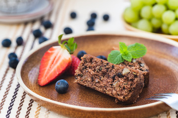 Homemade sweets on brown plate