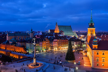 Old Town in City of Warsaw at Night