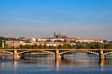 Fototapeta na wymiar Prague City Skyline River View