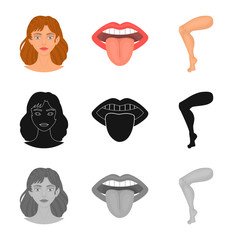 Isolated object of body and part symbol. Collection of body and anatomy stock vector illustration.