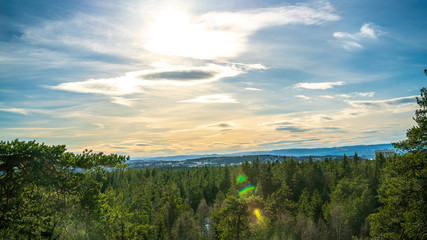 Østmarka widok na Oslo Norway Norge Norwegia landscape krajobraz utsikt - obrazy, fototapety, plakaty