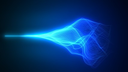 wave motion with glowing energy trails. 3d illustration