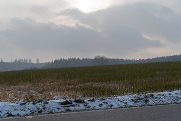 Naklejka premium Winter schnee landschaft mit Wahrzeichen