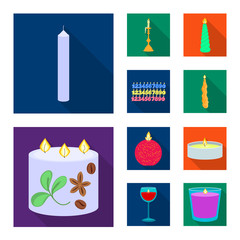 Isolated object of candlelight and decoration    icon. Collection of candlelight and flame stock symbol for web.