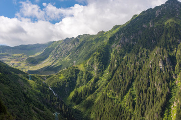 Naklejka premium View From Transfagarasan Road, paved mountain road crossing the southern section of the Carpathian Mountains of Romania
