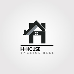 House icon template with H letter, home creative vector logo design, architecture,building and construction, illustration element