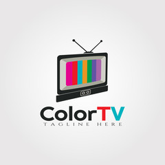 TV or television flat color vector icon