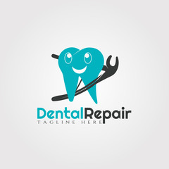 Dental repair vector logo design,human tooth icon