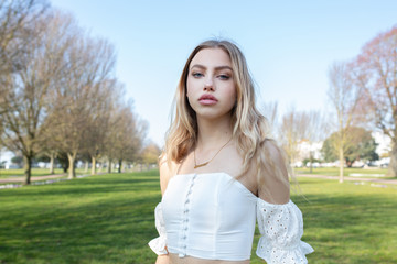 Portrait of a teenage girl looking stylish outside 