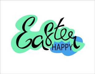 Happy Easter – Beautiful greetings calligraphy, green and blue color spots