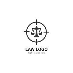Law logo template design. Law logo with modern frame vector design